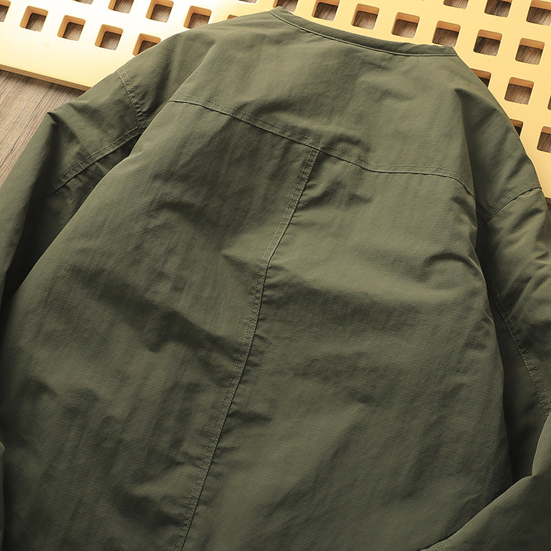 Retro Collarless Layered Thickeneded Men's Winter Jacket Loose Casual Autumn and Winter Warm Inner Lining Men's Cotton Jacket