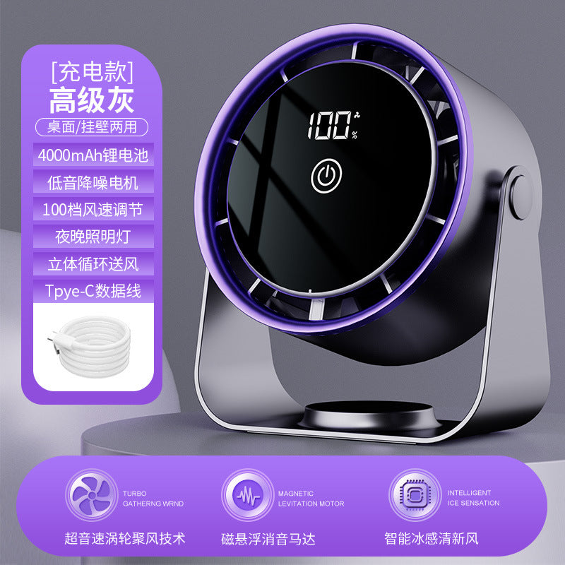 2025 New Desktop Fan Home Office Small Fan Student Dormitory Wall-Mounted Small Rechargeable Circulation Fan