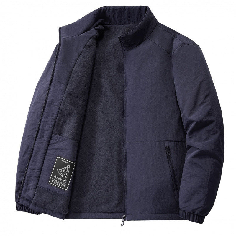 Cross-Border 2025 Tiktok Hot New Style Fleece-Lined and Cotton-Padded Men's Jacket for Outdoor Sports, Loose Korean Style Casual for Middle-Aged Men