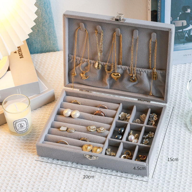 Flannel Jewelry Storage Box Dustproof High-grade Large Capacity Jewelry Box Earrings Bracelet Necklace Storage Display Jewelry Box