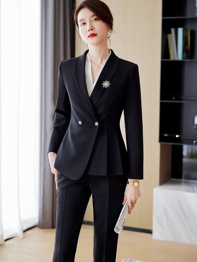 Cross-border High-end Professional suit Women's New Double-breasted Suit Fashion Elegant Goddess Style Work Clothes Interview Dress