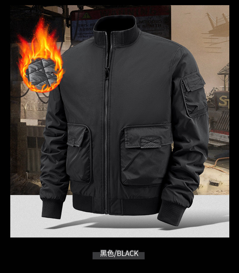 Flying Suit Men's Jacket Cotton Coat Autumn and Winter American Retro Loose Casual Middle-aged Casual Jacket Cotton Coat Coat