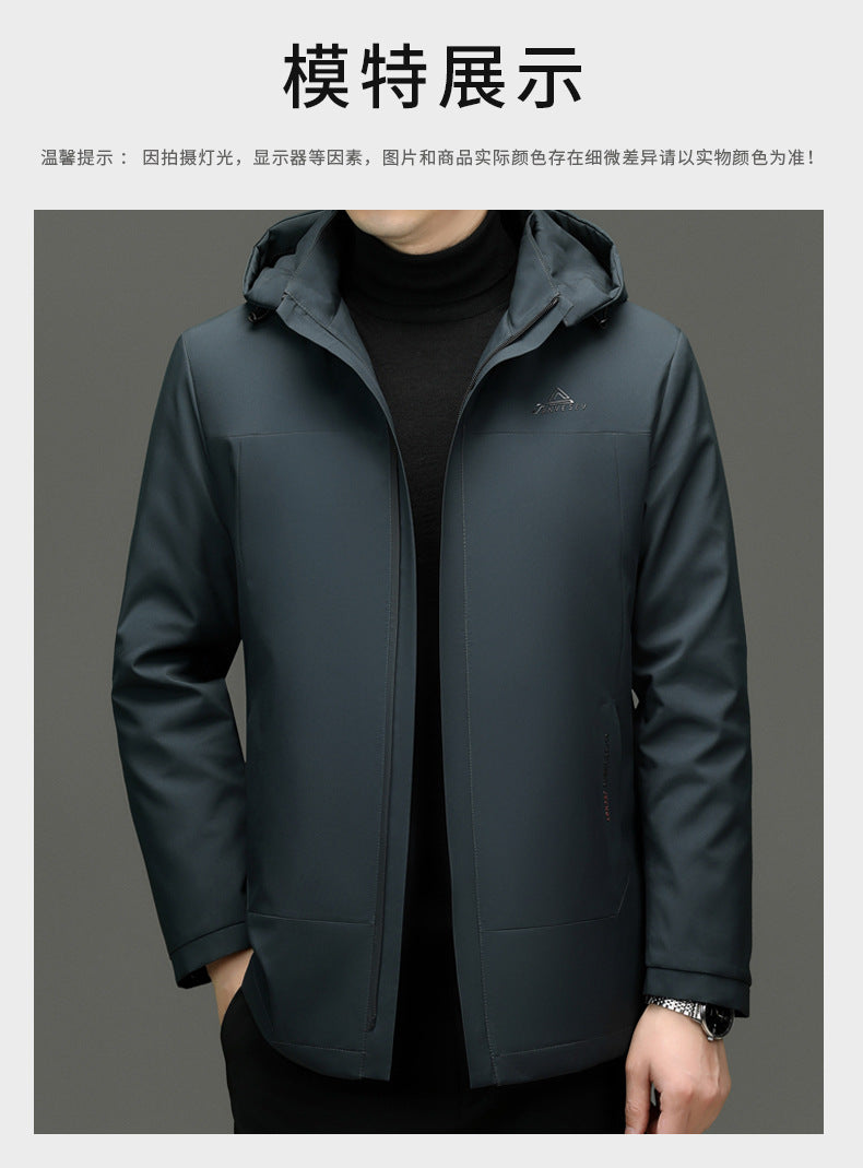2024 Winter fleece-lined Thickened Cotton Coat Men's Middle-aged and Elderly Dad Hat with Removable Inner Liner Warm Cotton Coat