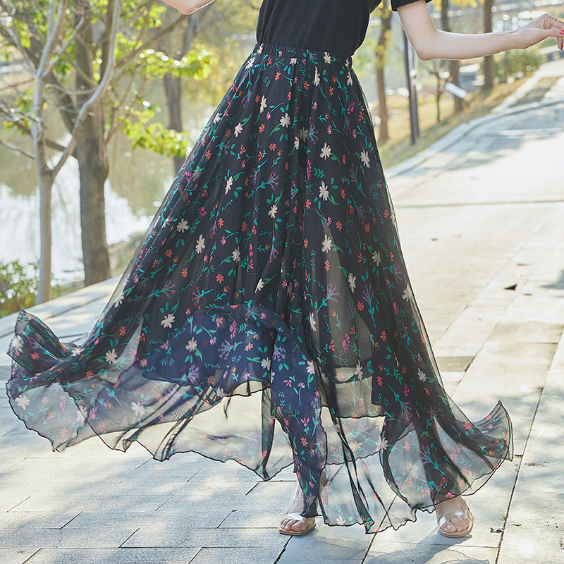European and American Printed Skirt for Women Amazon 2025 Summer New Casual Seaside Vacation Long Skirt Skirt
