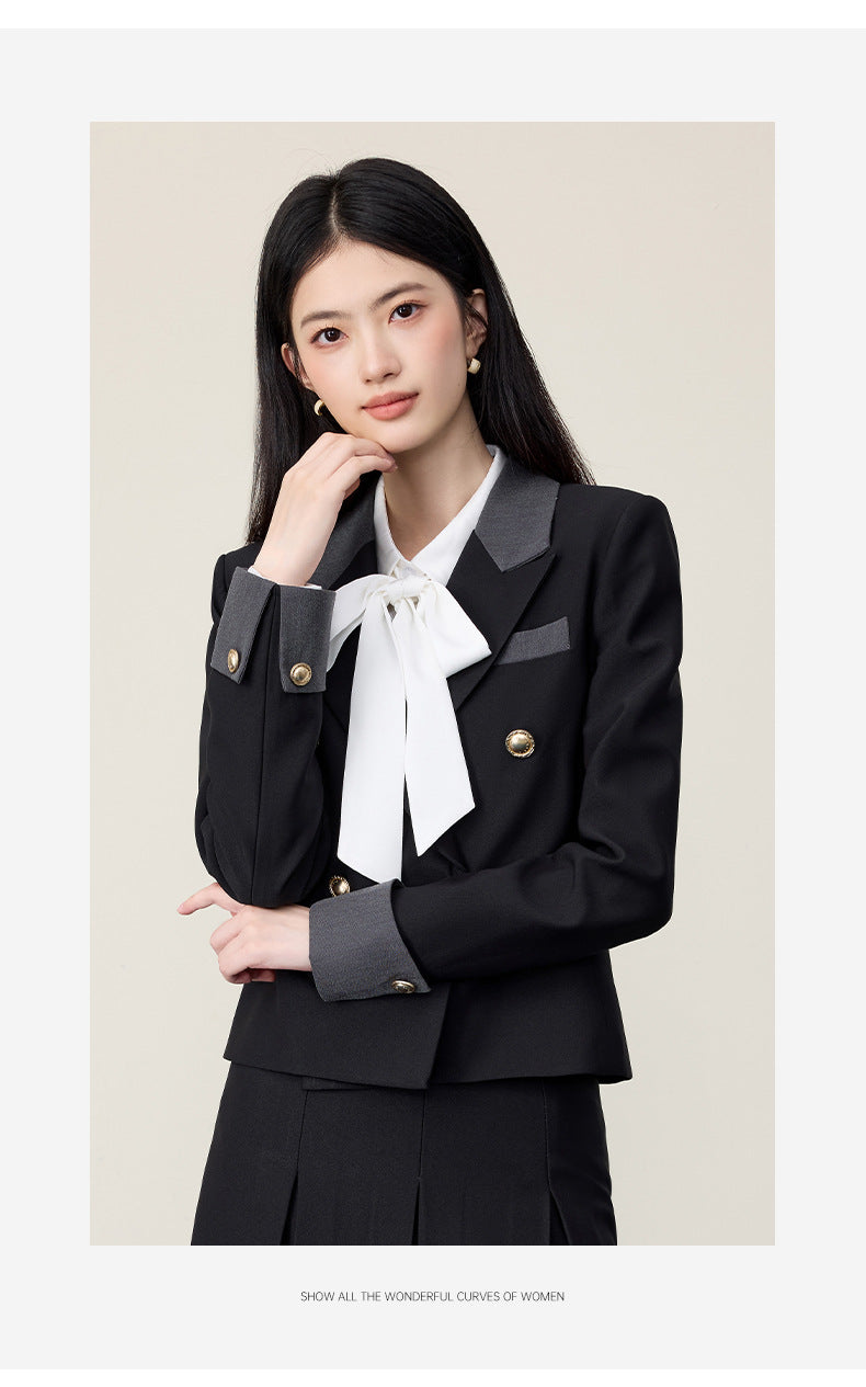 Gray Suit Jacket Female Preppy Style College Student Interview Professional Formal Wear Petite Girl Suit Suit Skirt Autumn