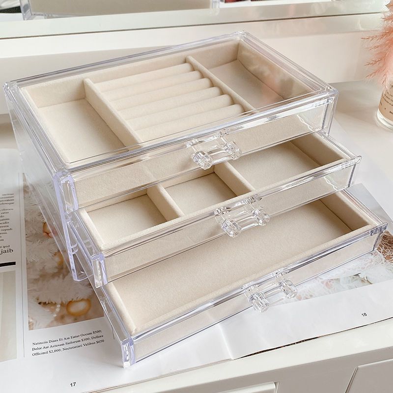 Jewelry Box Storage Box Desktop Anti-Oxidation Earrings Necklace Ring Hairpin Display Stand High-End Hand Jewelry Box