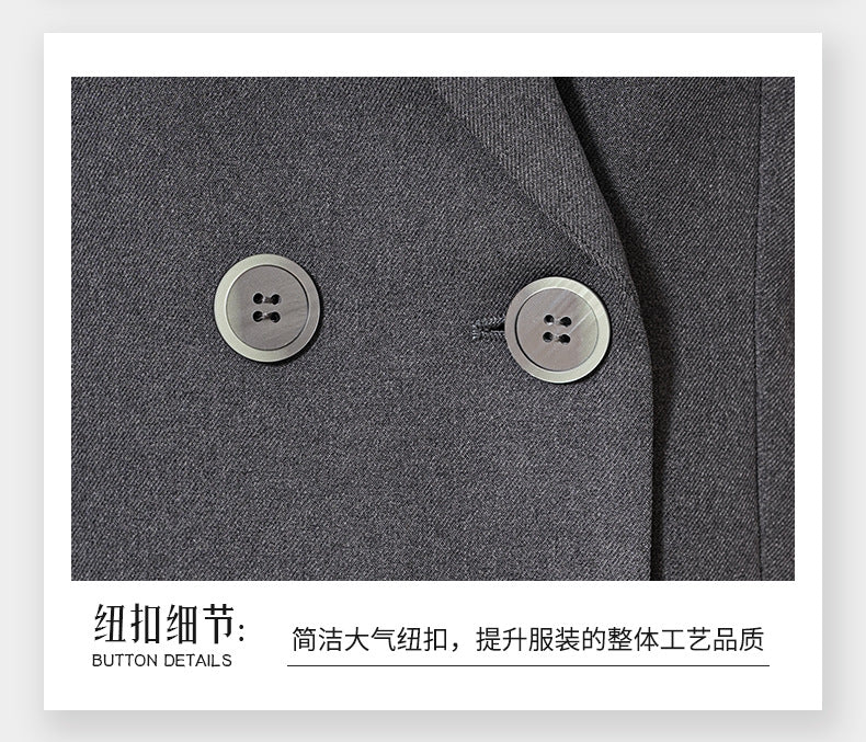 Cross-Border Fashion Simple Double-Breasted Suit Set for Women, New Design with High-End Elegance and Goddess-Like Style, Long-Sleeve Blazer