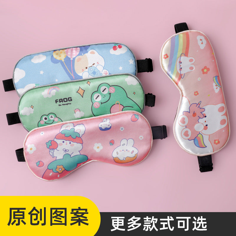 Double-Sided Imitation Silk Cartoon Children's Eye Mask, Customizable Patterns, Supports Cross-Border Export of Children's Eye Mask Customization