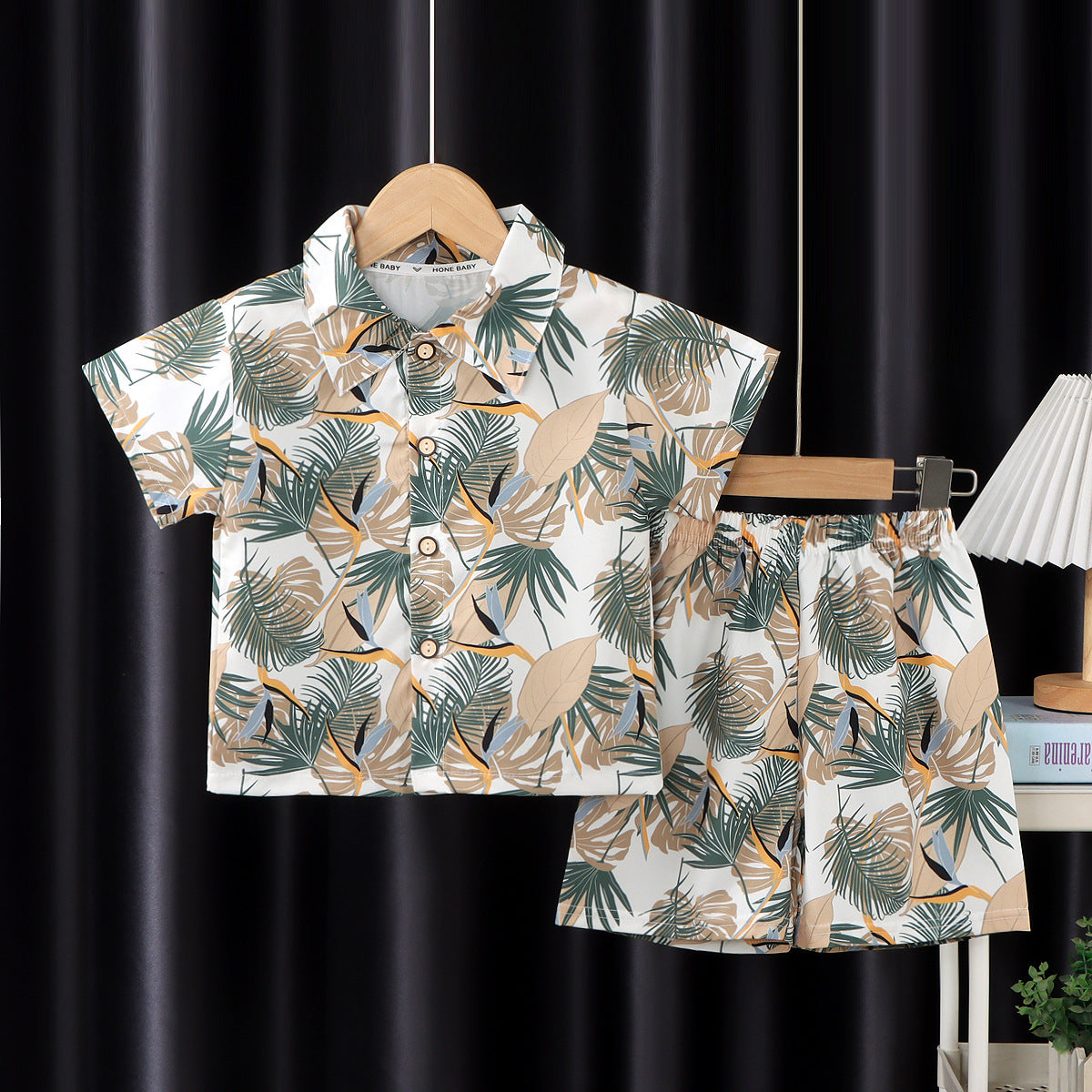 2026 New Children's Short-Sleeved Suit, Men's Short-Sleeved Shirt Suit, Short-Sleeved Shorts Beach Two-Piece Set