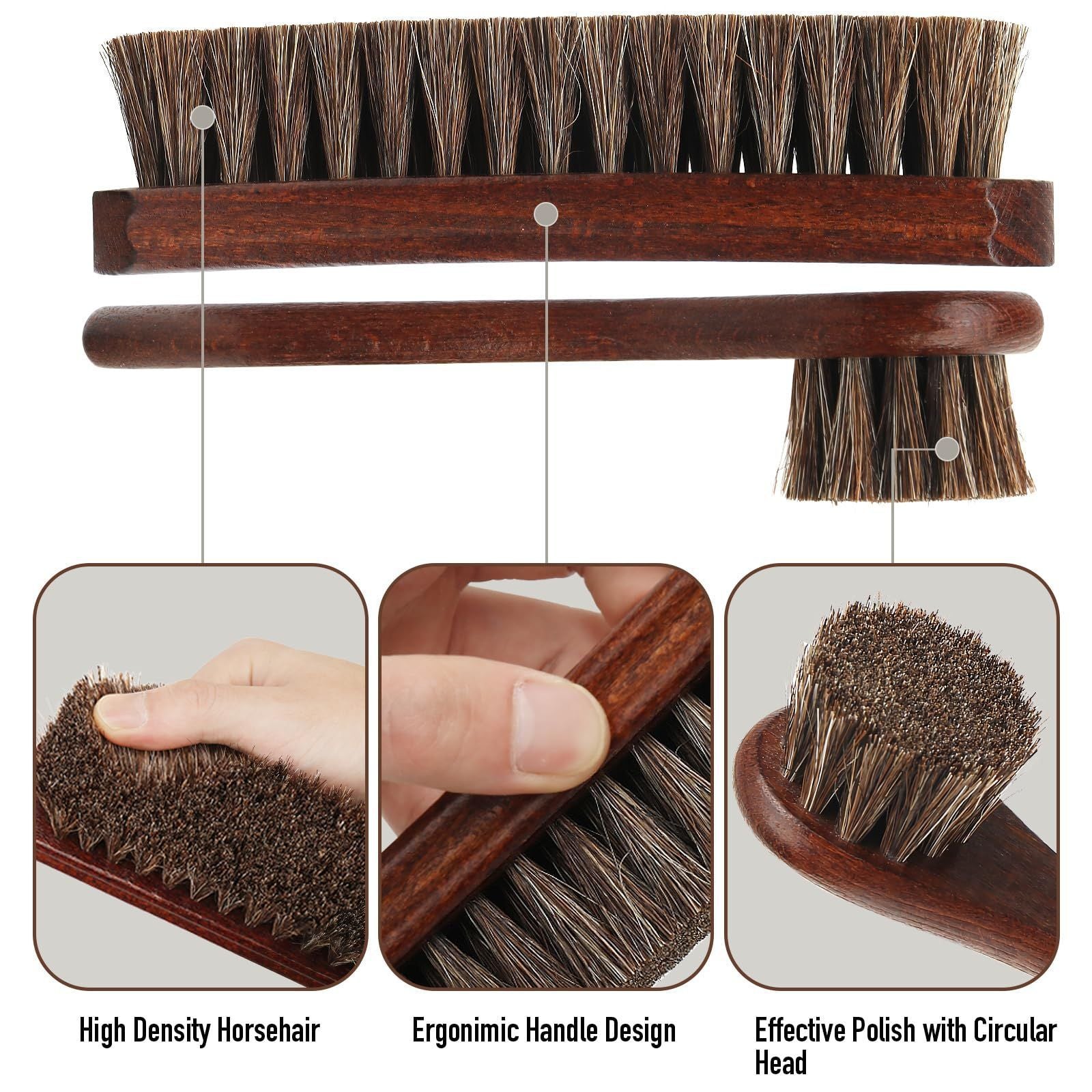 Horsehair Oiling Brush, Export High-End Horsehair Brush, Horsehair Beech Wood Brush, Leather Cleaning Supplies, Horsehair Shoe Brush Set