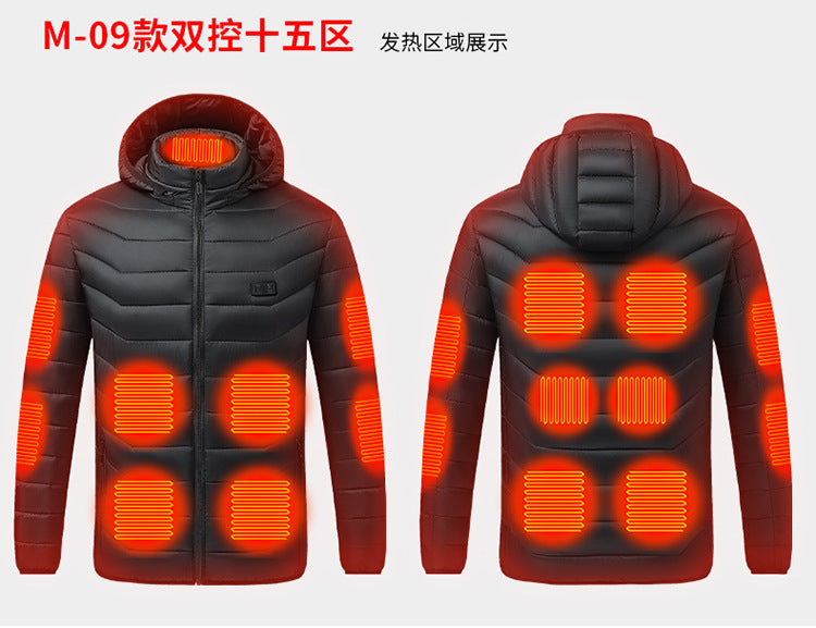 Cross-Border Exclusive Supply of Winter Four-Control Twenty-One Constant Temperature Smart Heating Jacket, Youth Casual Heating Clothing, Heated Clothing for Men and Women