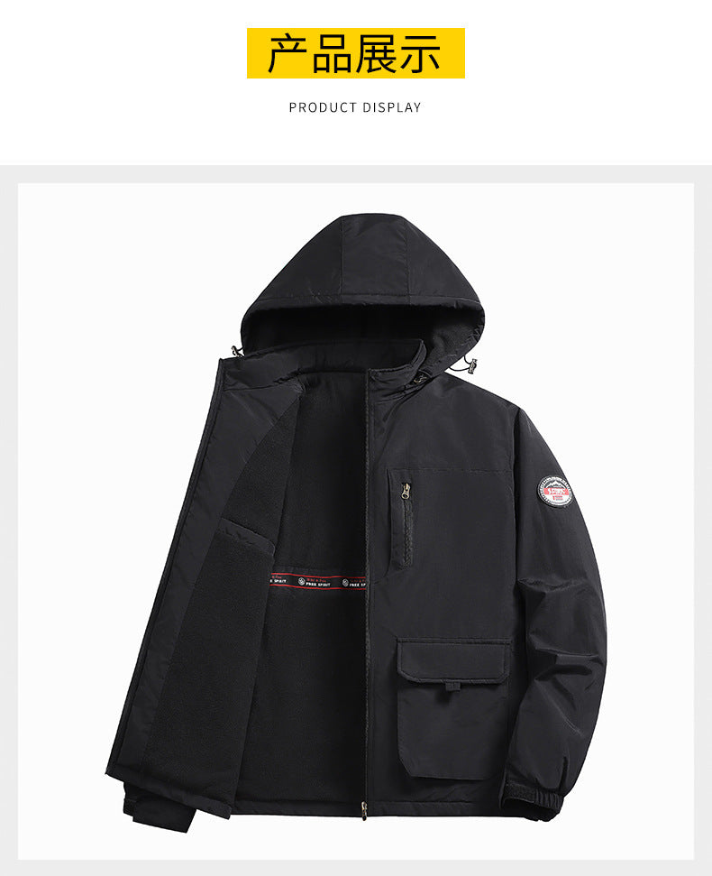 Cross-Border [M-8Xl] Cross-Border Large Size Men's Jacket Autumn and Winter New Casual Middle-Aged Men's Jacket Fleece-Lined