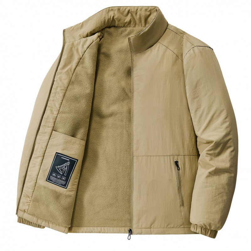 Cross-Border 2025 Tiktok Hot New Style Fleece-Lined and Cotton-Padded Men's Jacket for Outdoor Sports, Loose Korean Style Casual for Middle-Aged Men