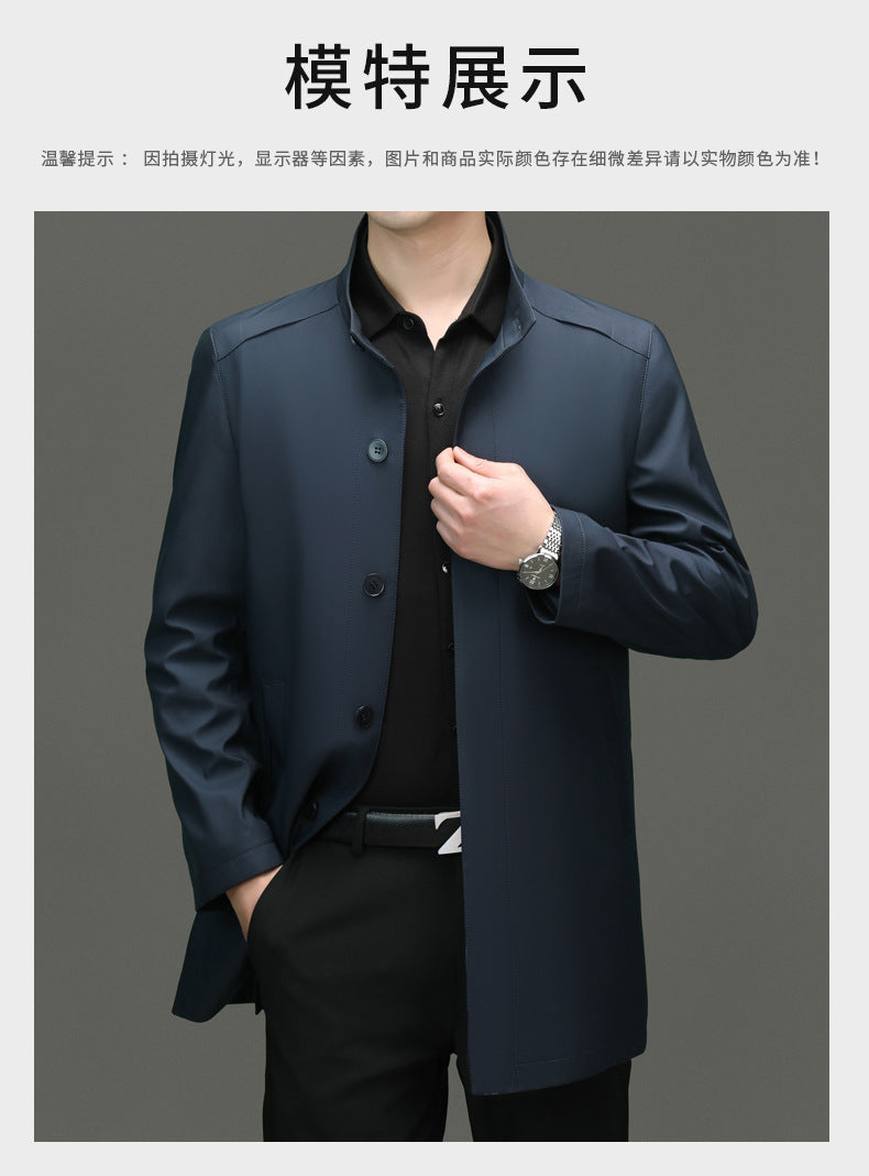 Is the brand of middle-aged and elderly men's windbreaker coat 2024 new winter stand collar long business dad cotton-padded jacket