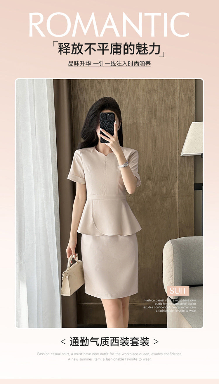 Summer Business Wear Short-sleeved Suit suit Women's Dress Slim-fit Temperament Hotel Front Desk Sales Department Jewelry Store Work Clothes