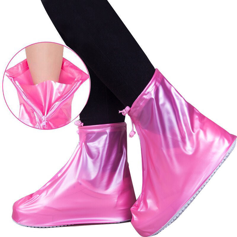 Rain Boots Women's Waterproof Shoe Cover Non-Slip Wear-Resistant Thickened Rain Protective Shoe Cover Rainy Day Rain-Proof and Pollution-Proof Outdoor Rain Shoe Cover C