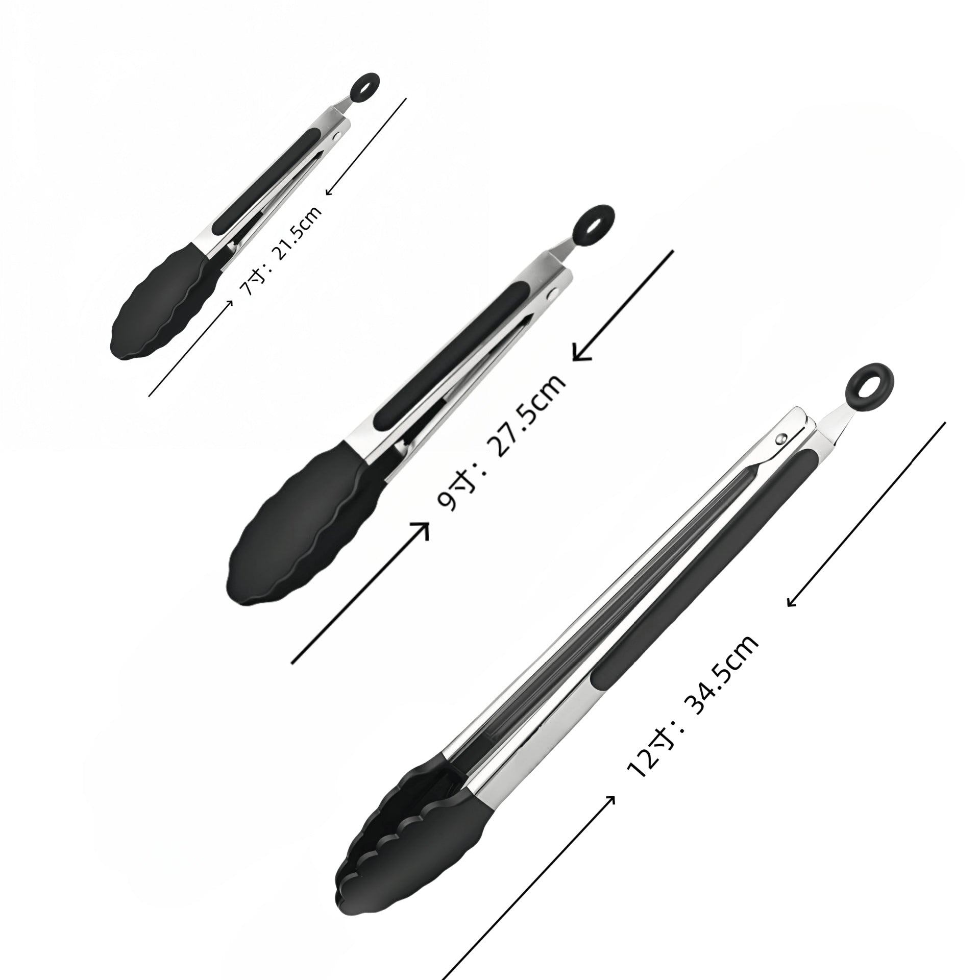 Cross-Border Black Silicone Clip High Temperature Resistant Kitchen Food Frying Stainless Steel Bread Clip Steak Clip Kitchen Food Clip