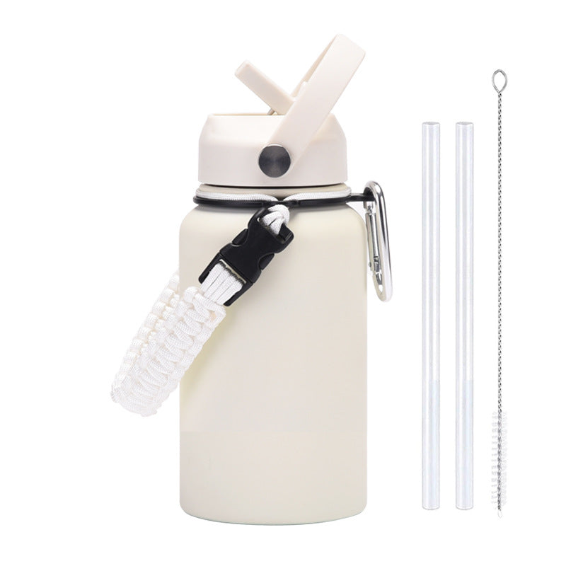 New 650ml Stainless Steel Insulated Cup with Braided Rope Straw Water Cup for Men and Women Outdoor Sports Insulated Water Kettle