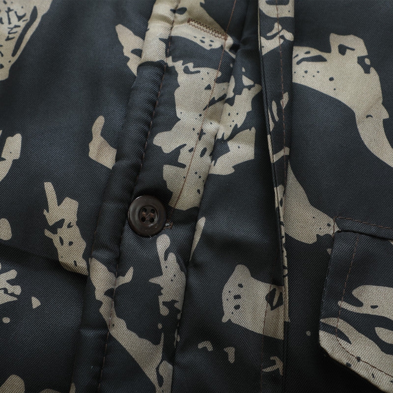 Winter Camouflage Cotton Coat for Men, Fleece-Lined and Thickened Labor Protection Cotton Jacket, Cold Storage Cold-Proof Clothing, Mid-Length Coat