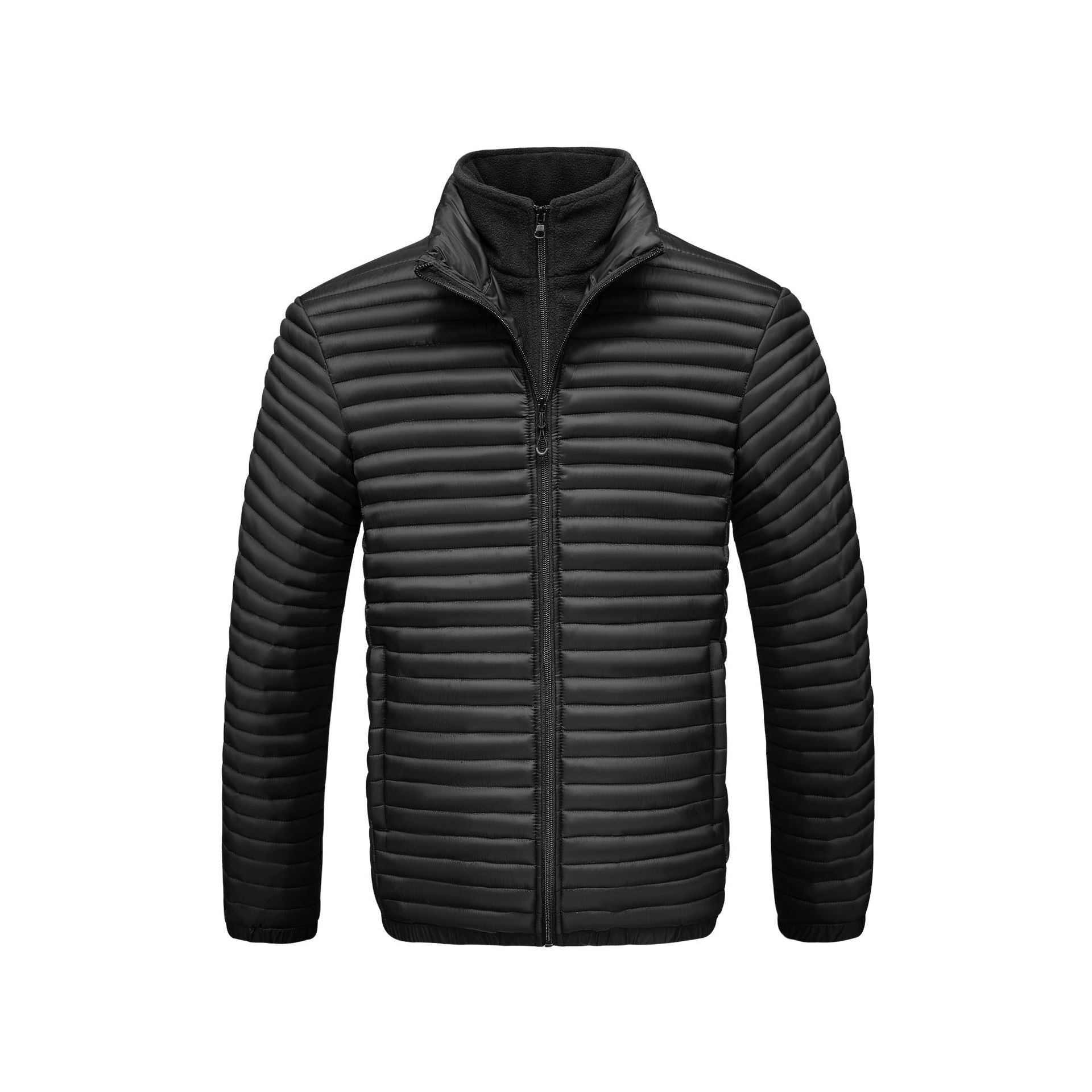 Cross-Border Trade 2025 Men's Stand-Up Collar Cotton Jacket in Various Colors, Faux Two-Piece Ribbed Cotton Coat, Men's Long-Sleeve Thickened Jacket