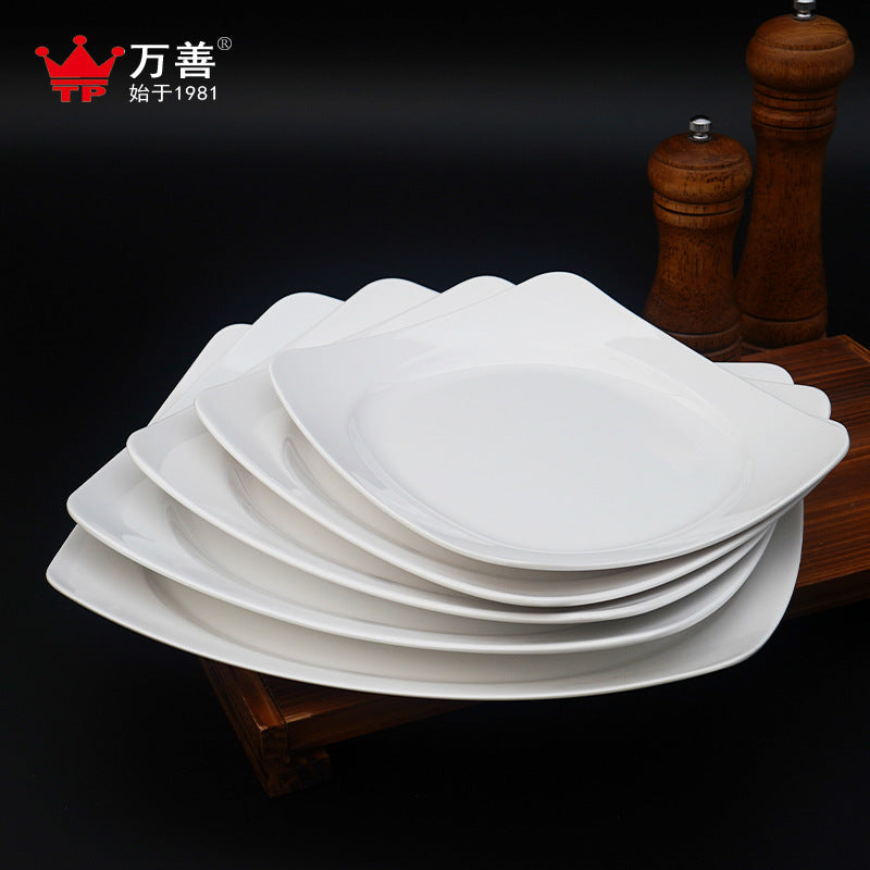 Melamine A5 White Imitation Porcelain Plate, Cafeteria Fast Food Plate, Square Plate, Rice Bowl Plate, Special for Rice Bowls