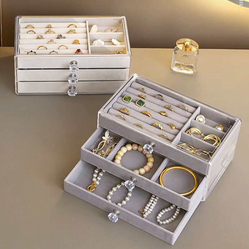 Jewelry Box Storage Box Desktop Anti-Oxidation Earrings Necklace Ring Hairpin Display Stand High-End Hand Jewelry Box