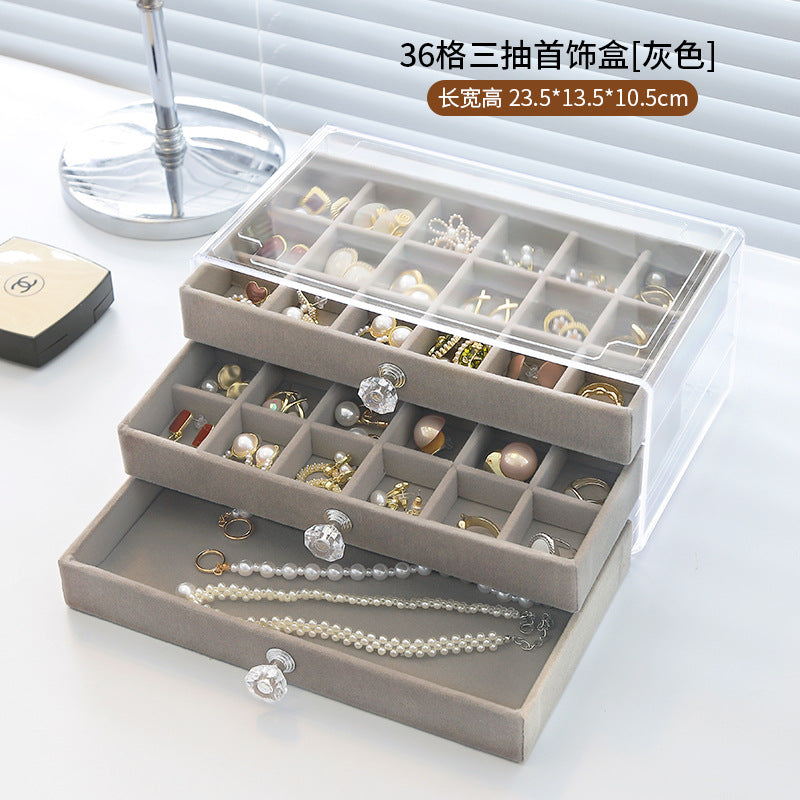 2025 New Korean Style Simple Style Acrylic Multi-Layer Jewelry Storage Box Jewelry Necklace Earrings Jewelry Display Box
