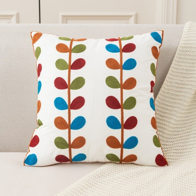 Nordic Towel Embroidered Embroidered Embroidered Pillow Living Room Cream Sofa Cushion Flower Model Room Bay Window Cushion Cover