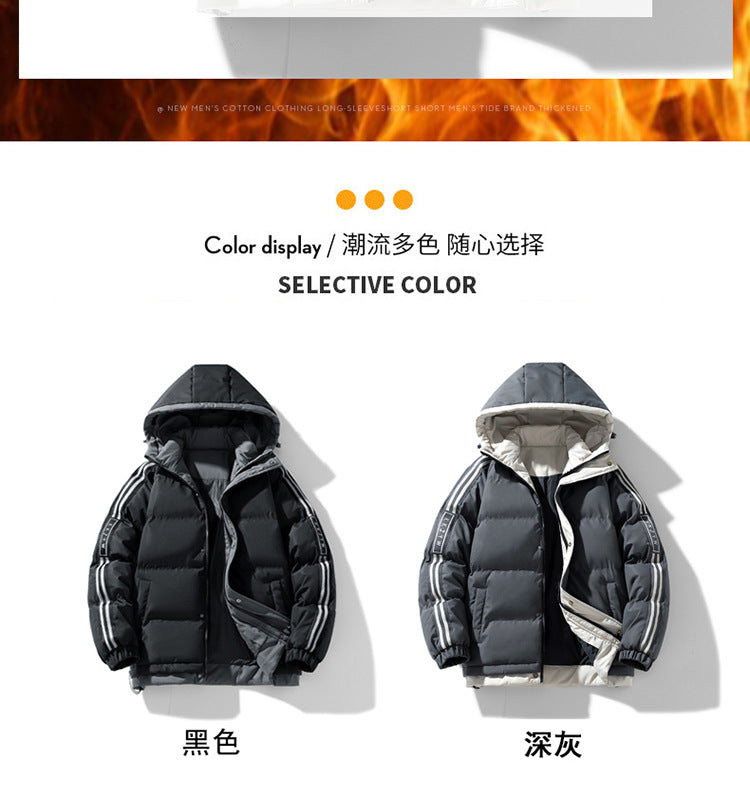 Winter Cotton-padded Clothes Men's Handsome Hooded Trendy Brand Bread Suit Clip Cotton-padded Jacket Men's Cross-border Thickened Cotton-padded Jacket Japanese Men's Clothing