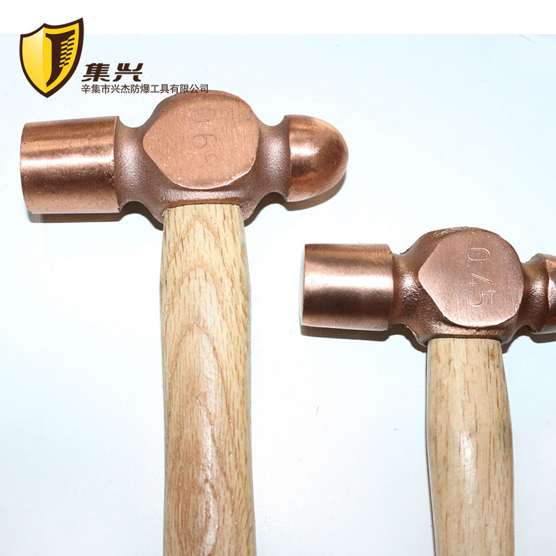 Copper round head hammer wooden handle/copper nipple hammer/copper hand hammer/copper hammer/copper hammer 0.22-1.36kg hammer