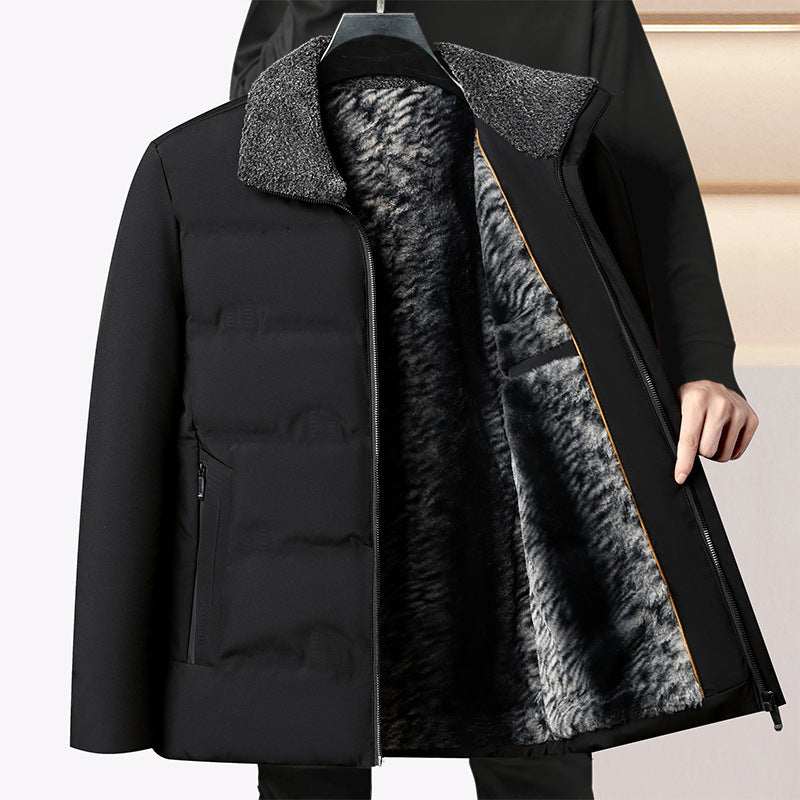 Middle-Aged and Elderly Men's Winter Cotton-Padded Jackets, Dad's Velvet Thickeneded Jackets, Elderly Grandpa's Cotton-Padded Jackets, Loose Grandpa's Cotton-Padded Jackets