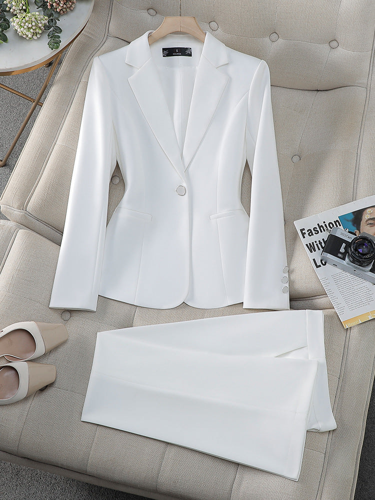 Cross-Border Pink Suit Set for Women, New Spring and Autumn Style, High-End Korean Style, Elegant Casual Business Attire, Small Suit Jacket