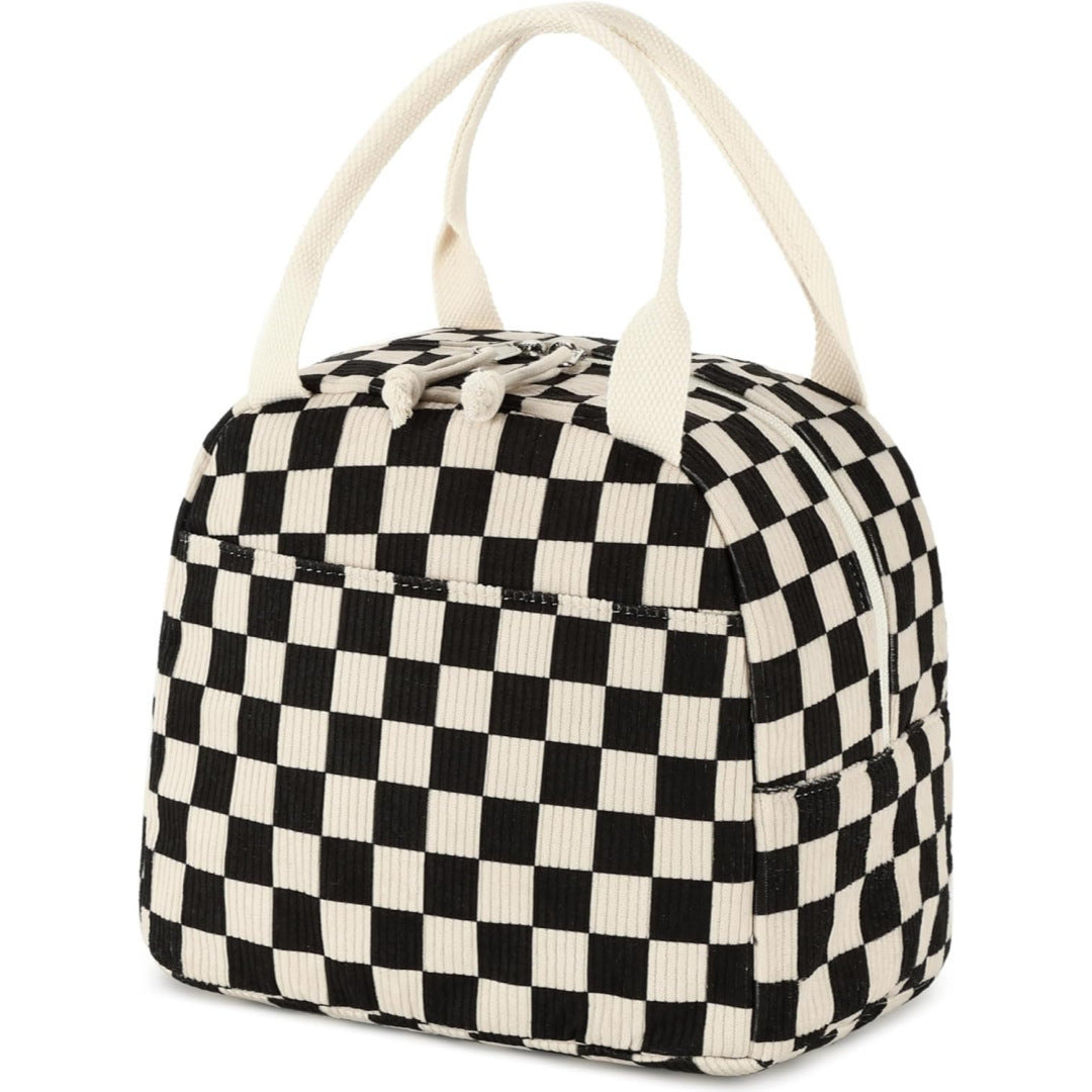 Cross-Border New Product Corduroy Printed Portable Lunch Bag Large Capacity Travel Picnic Ice Bag Work Insulation Bag