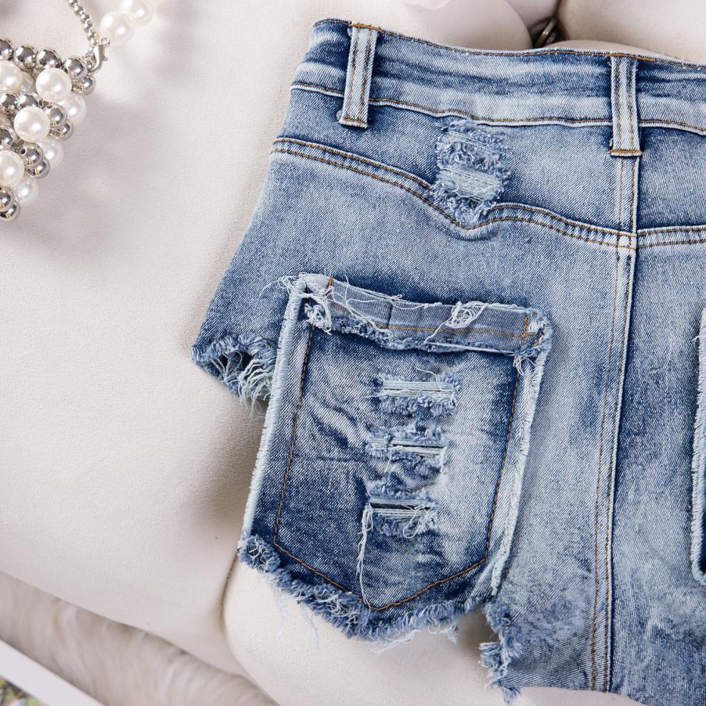 9030 # 2024 New Sexy European and American Raw Edge High Waist Tight Sexy Jeans Denim Shorts for Women