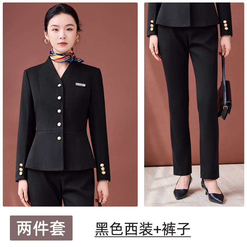 High-End Professional Suit for Women, Autumn Outfit, Stylish and Capable Workwear for Sales Department and Beauty Salon