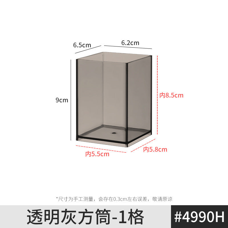 Pen Holder Desktop Stationery Storage Box Transparent Acrylic Multifunctional Student Pen Holder Office Note Pad Organizer Box