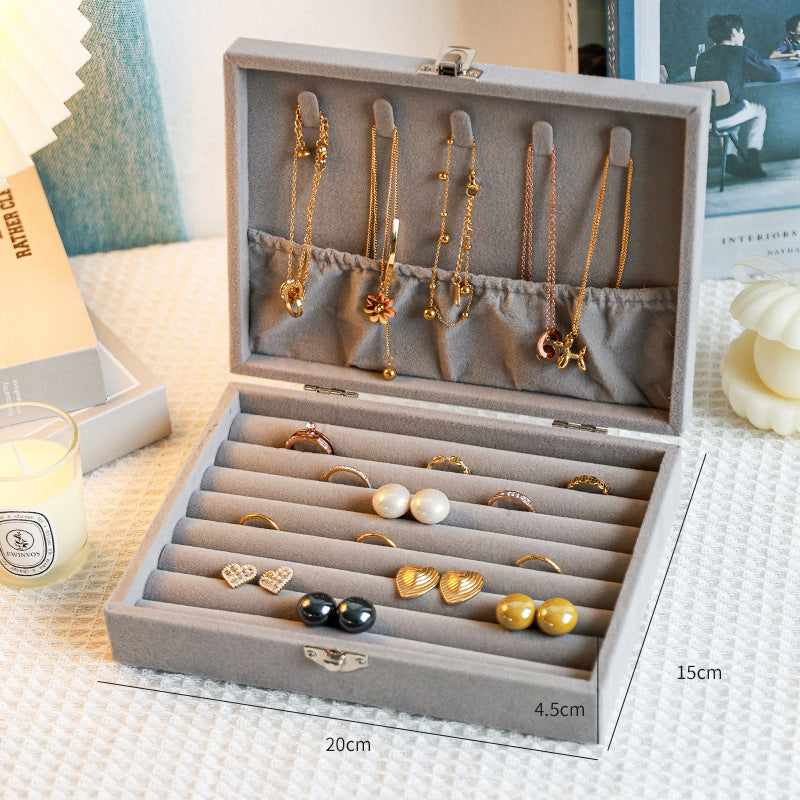 Flannel Jewelry Storage Box Dustproof High-grade Large Capacity Jewelry Box Earrings Bracelet Necklace Storage Display Jewelry Box