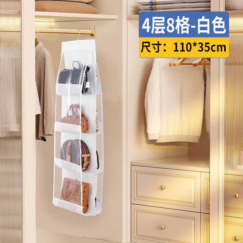 Bag Storage Hanging Bag, Wardrobe Wall-Mounted Fabric Storage Bag, Double-Sided Dormitory Storage Rack, Wall-Mounted
