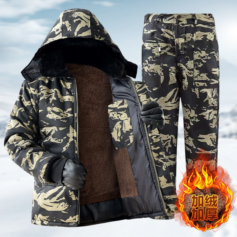 Winter cotton-padded coat men's fleece-lined thickened new camouflage camouflage cotton-padded jacket jacket cold-proof labor protection cotton-padded jacket cold storage overalls