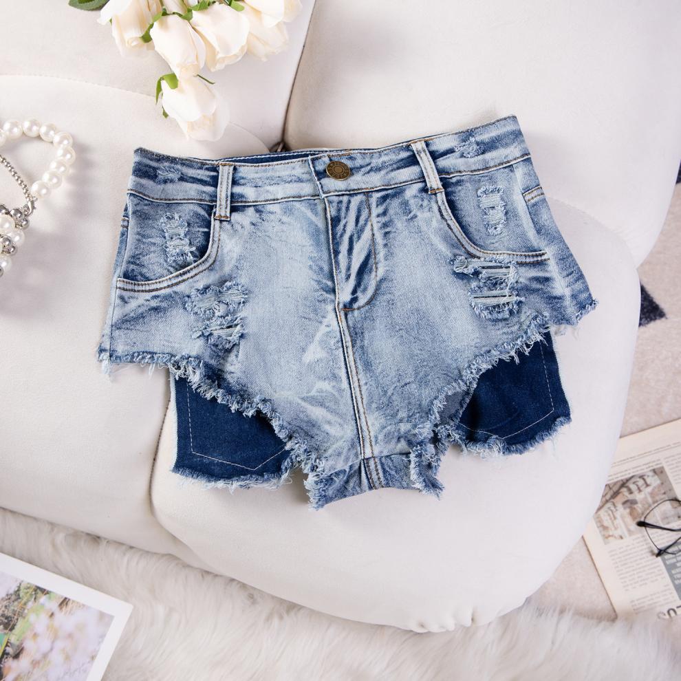 9030 # 2024 New Sexy European and American Raw Edge High Waist Tight Sexy Jeans Denim Shorts for Women