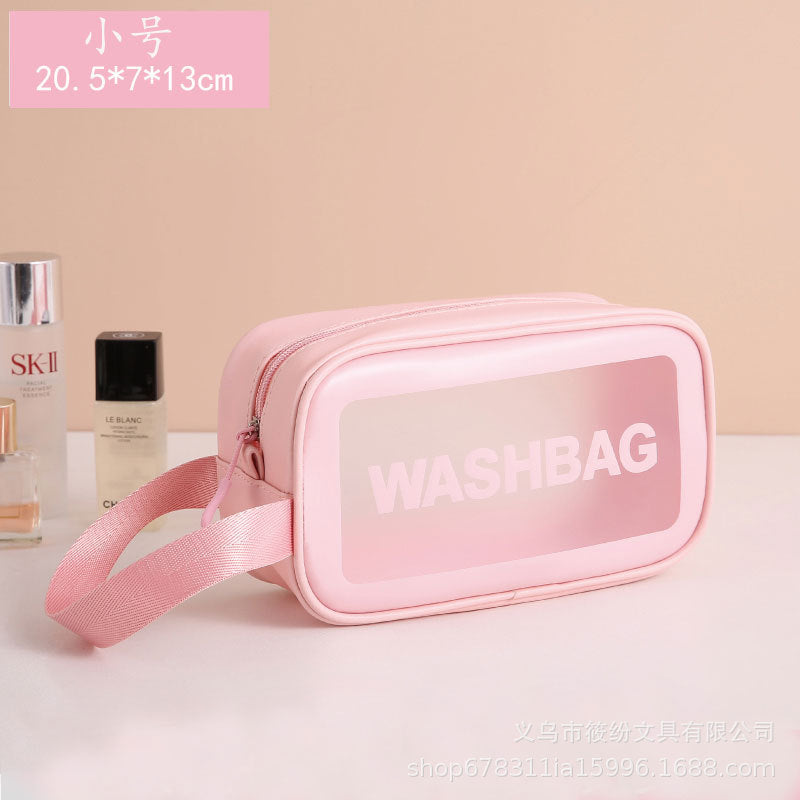 Korean Satchel Cosmetic Bag Pvc Dry and Wet Separation Toiletry Bag Satchel Waterproof Bath and Swimming Frosted Storage Bag