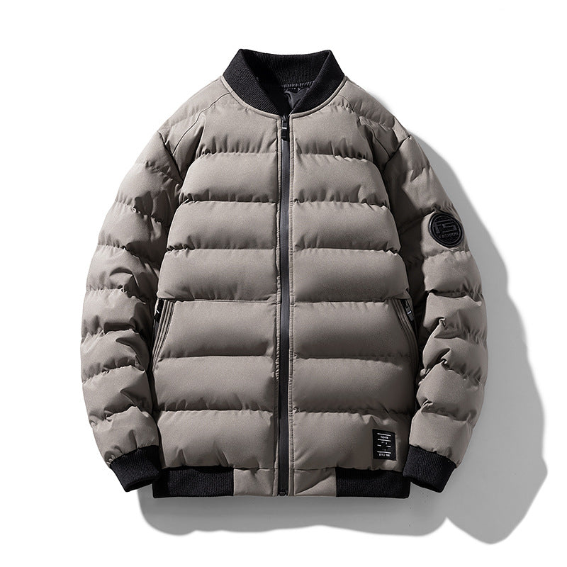 FS Standard Men's Baseball Collar Jacket Korean Style Casual Autumn and Winter Cotton Clothes Youth Handsome Outerwear All-match Coat Men's Trendy