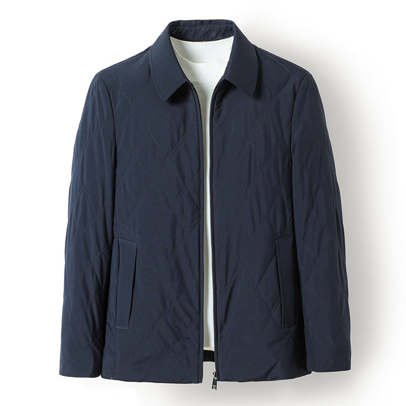 Middle-Aged Men's Jacket 2025 Winter New Style Lapel Middle-Aged Dad's Cotton-Padded Jacket Business Casual Men's Jacket Dropshipping