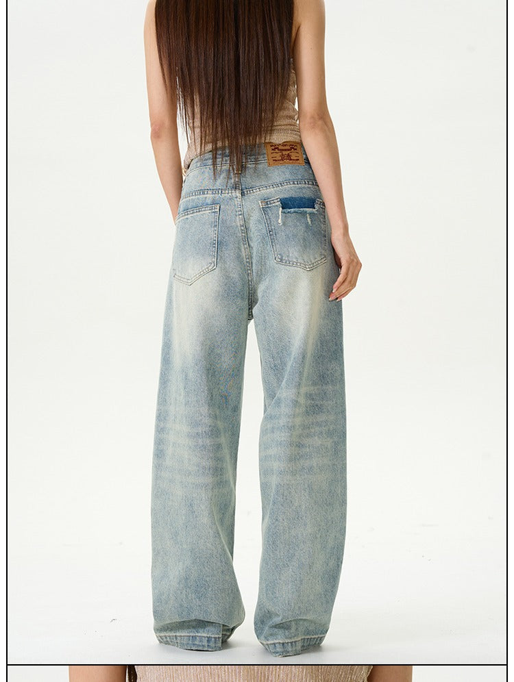 Trendy New American High Street Straight Loose Retro Jeans for Men, Stylish and High-End Street Pants for Couples