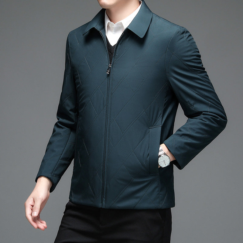 Middle-Aged Men's Jacket 2025 Winter New Style Lapel Middle-Aged Dad's Cotton-Padded Jacket Business Casual Men's Jacket Dropshipping