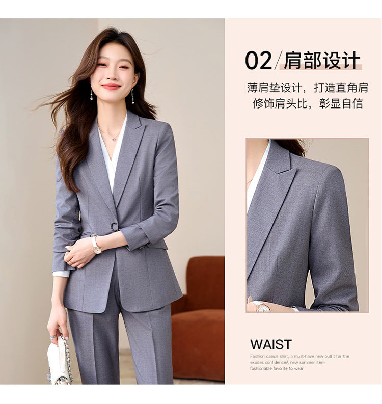 Suit suit Women's Spring and Autumn Business Dress Front Desk Reception Work Clothes Suit Interview Suit Sales Department Property Tooling