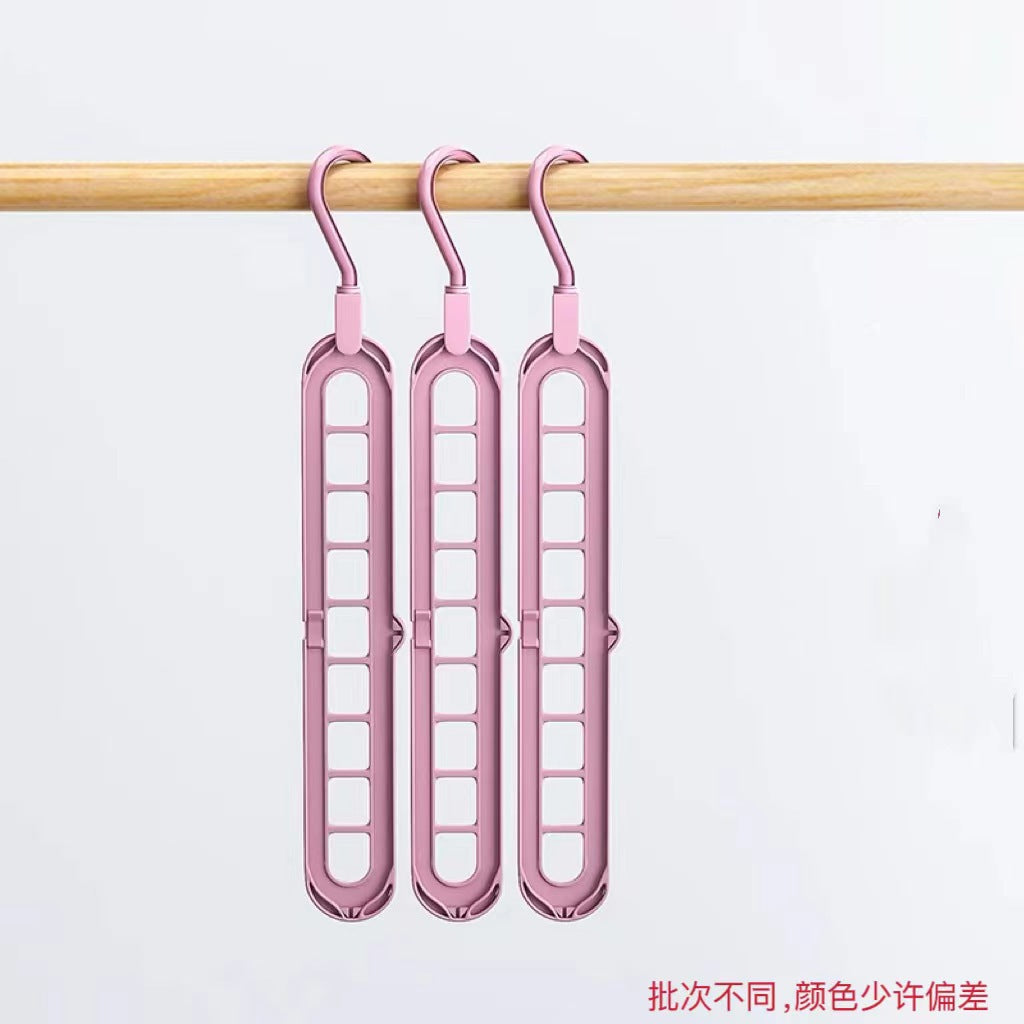 Multifunctional Magic Hanger, Foldable with Nine Holes, Space-Saving for Home Use, Suitable for Wardrobes, Closets, Dormitories, and Rotatable Storage Hanger