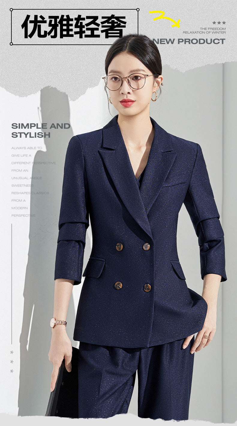 Blue Classy Professional Suit Suit for Women 2025 Spring & Fall New Style Workplace Formal Wear Elegant Work Clothing Three-Piece Suit