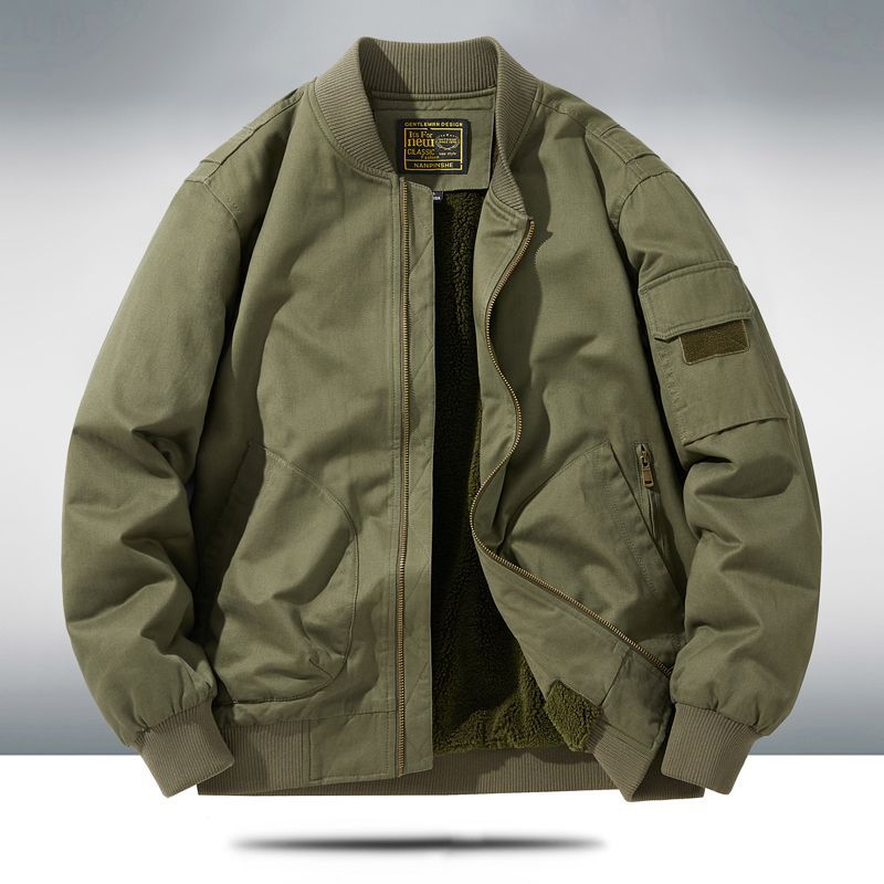 New Men's Fleece-Lined Popular Jacket, Winter Cross-Border Thickened Warm Cotton Coat, Pure Cotton Baseball Uniform Work Jacket