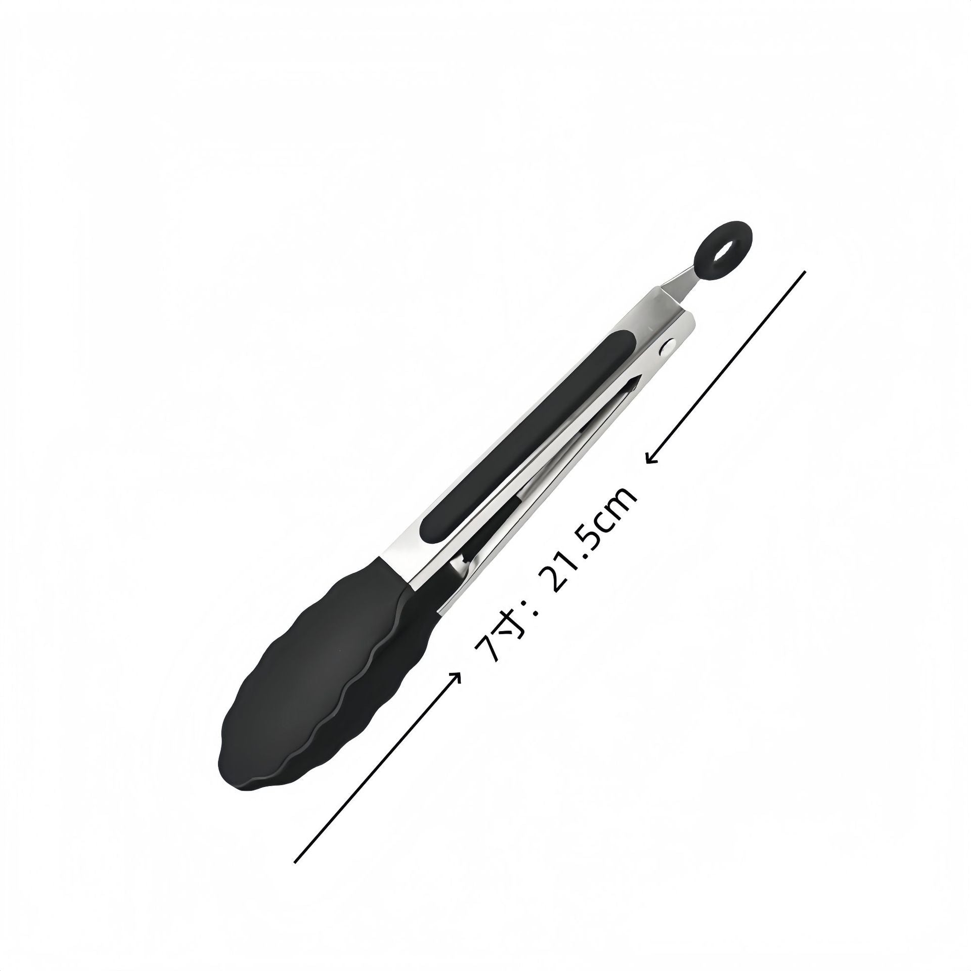 Cross-Border Black Silicone Clips, High Temperature Resistant Kitchen Food Frying Stainless Steel Fried Steak Clips, Special Food Clips for Cooking